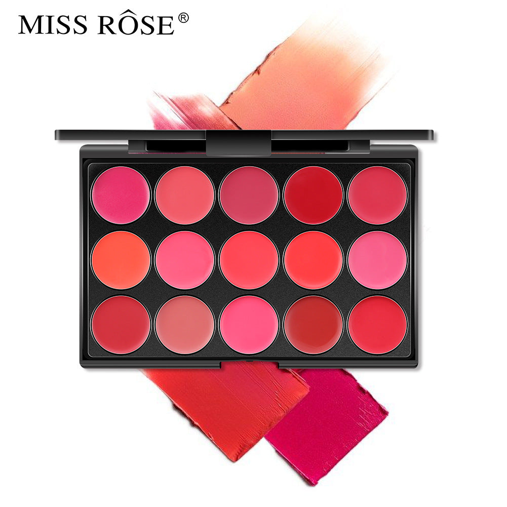 MISS ROSE – Palette 15 rouges à lèvres mat velouté, hydratant & longue tenue