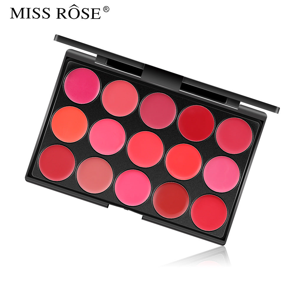 MISS ROSE – Palette 15 rouges à lèvres mat velouté, hydratant & longue tenue
