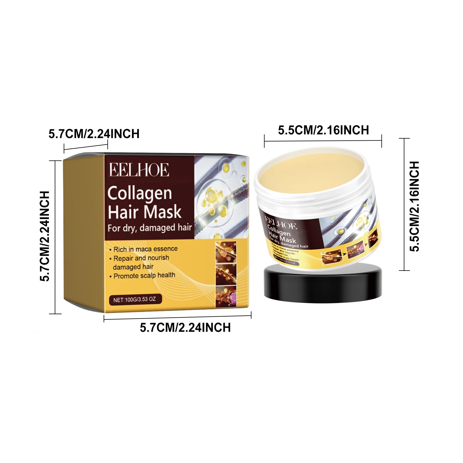 Masque Capillaire Collagène EELHOE – Réparation, Brillance & Anti-Frisottis