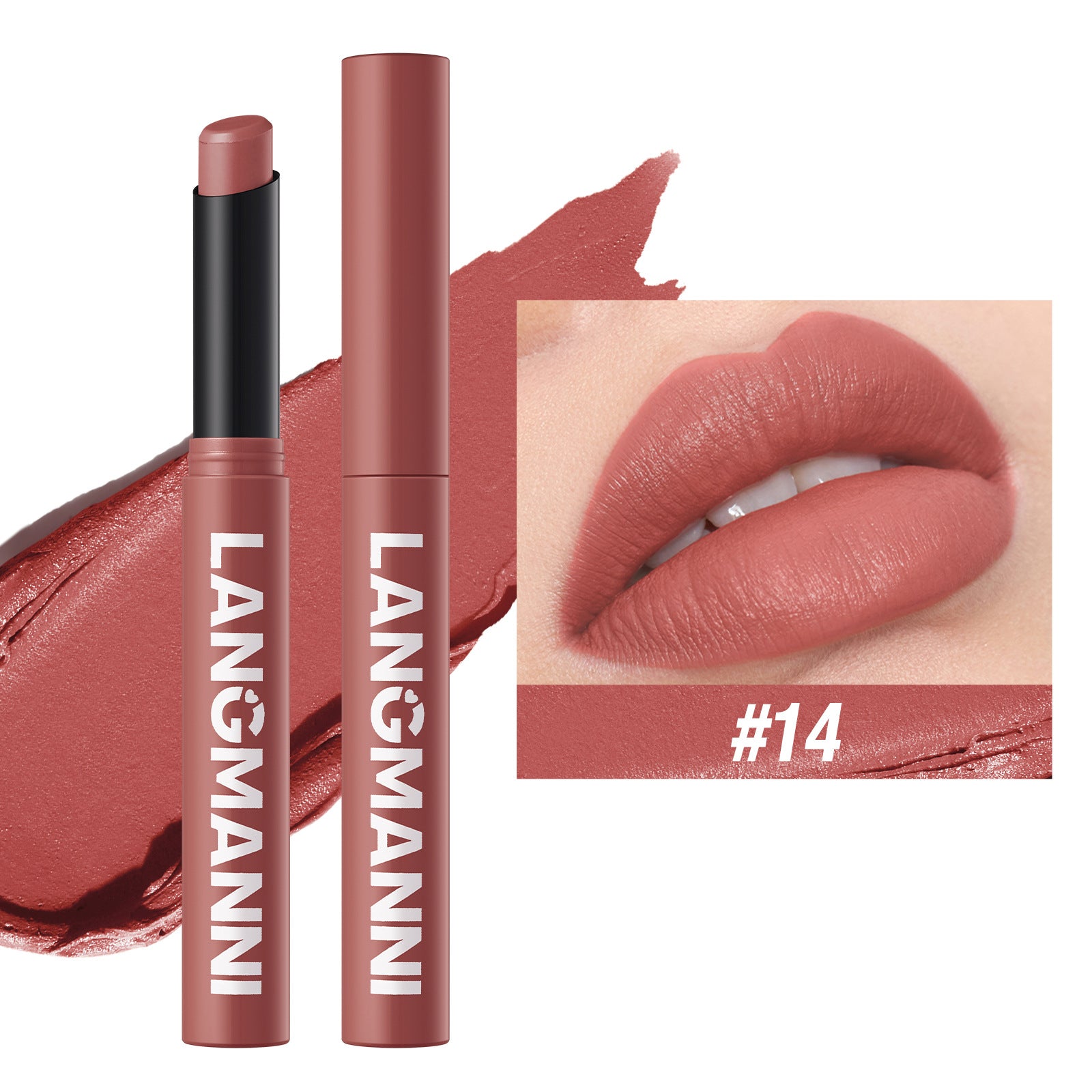Rouge à Lèvres Mat Rotatif LANGMANNI – 15 Teintes, Longue Tenue