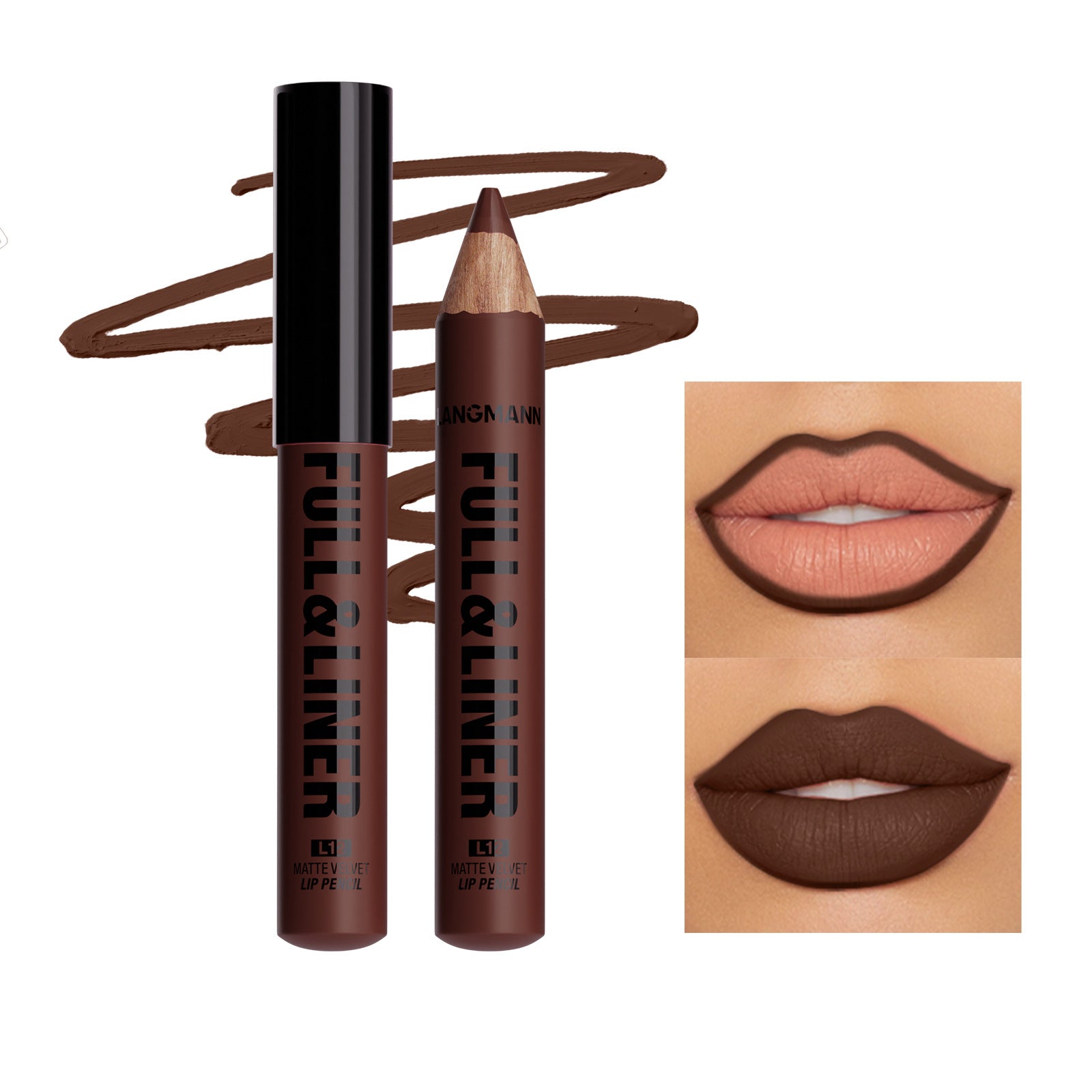 LANGMANNI – Coffret 12 Crayons Contour Lèvres Longue Tenue