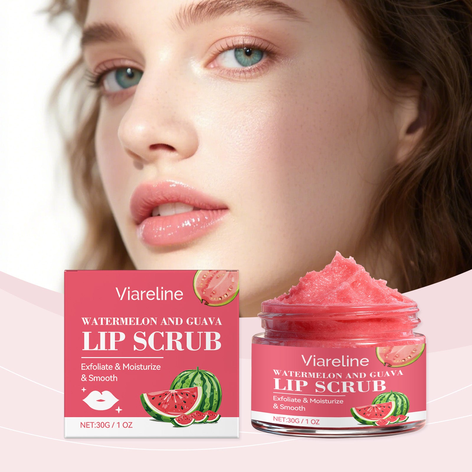VIARELINE Watermelon Guava Lip Scrub Gently exfoliates with a delicate and tender lip scrub