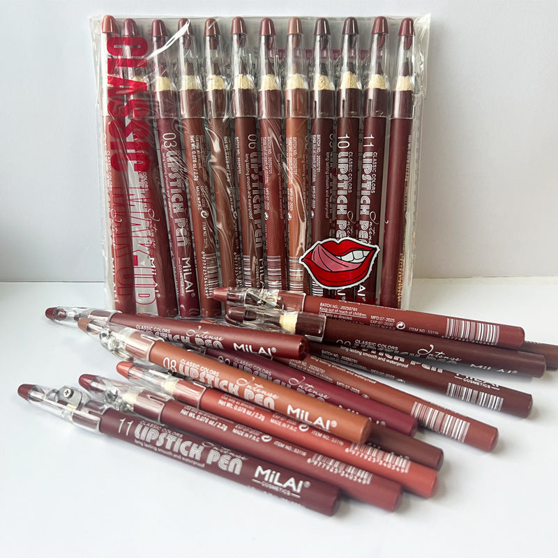European and American Lip Liner Pen, Lipstick, Lip Shape Inking Pen Set, Thick Lip, Full Lip, Nude Brown Matte Lip Liner Pen