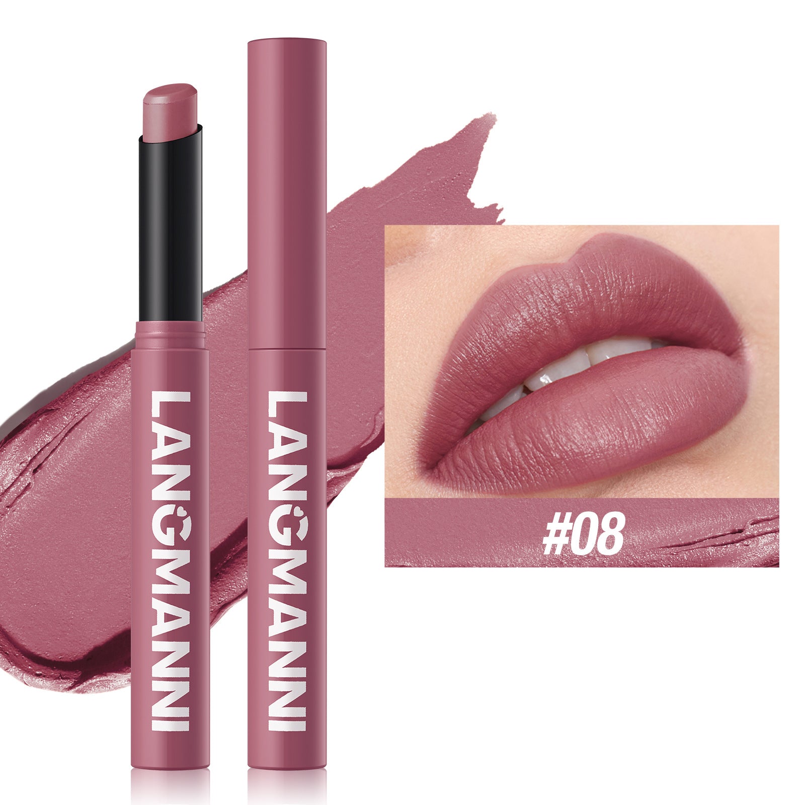 Rouge à Lèvres Mat Rotatif LANGMANNI – 15 Teintes, Longue Tenue