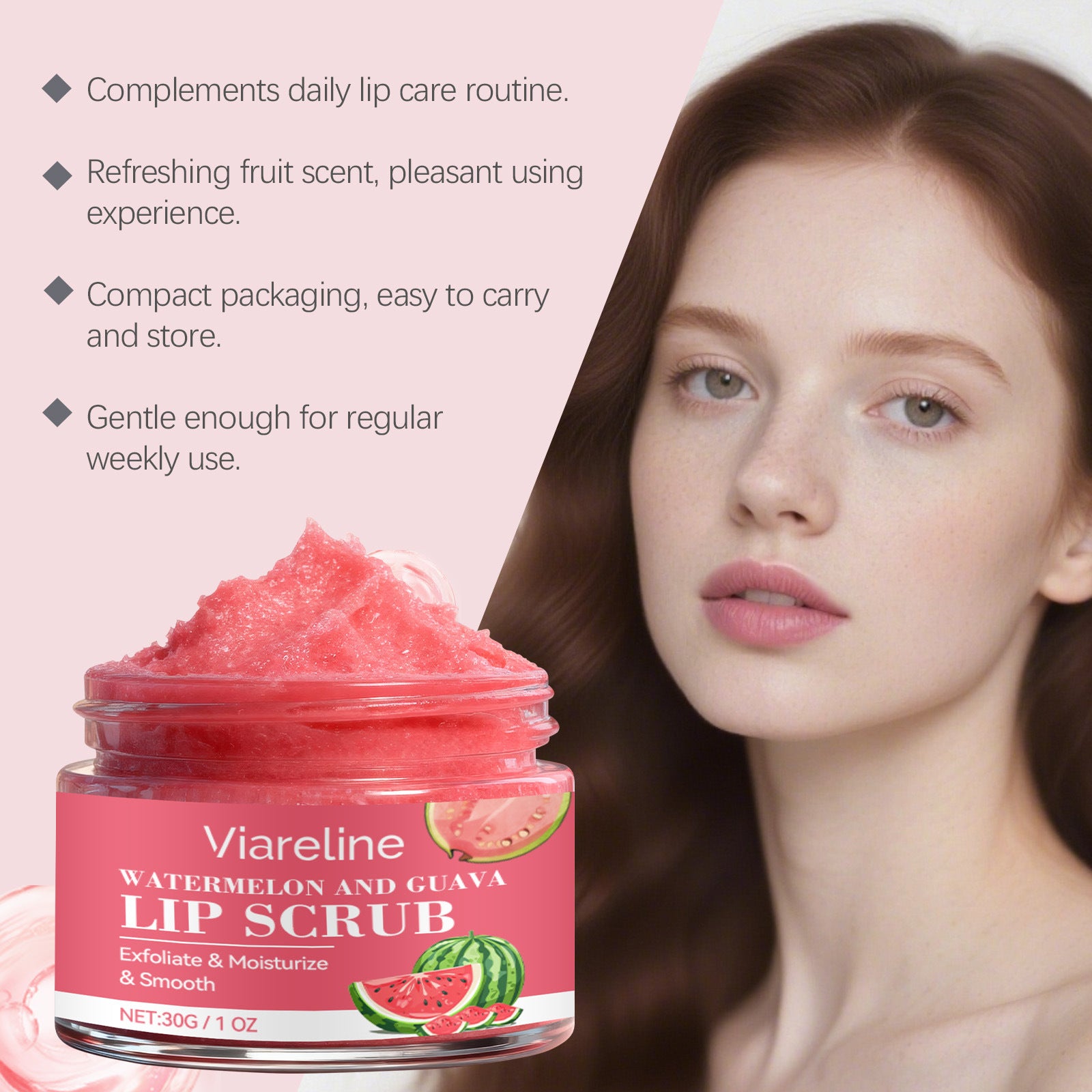 VIARELINE Watermelon Guava Lip Scrub Gently exfoliates with a delicate and tender lip scrub