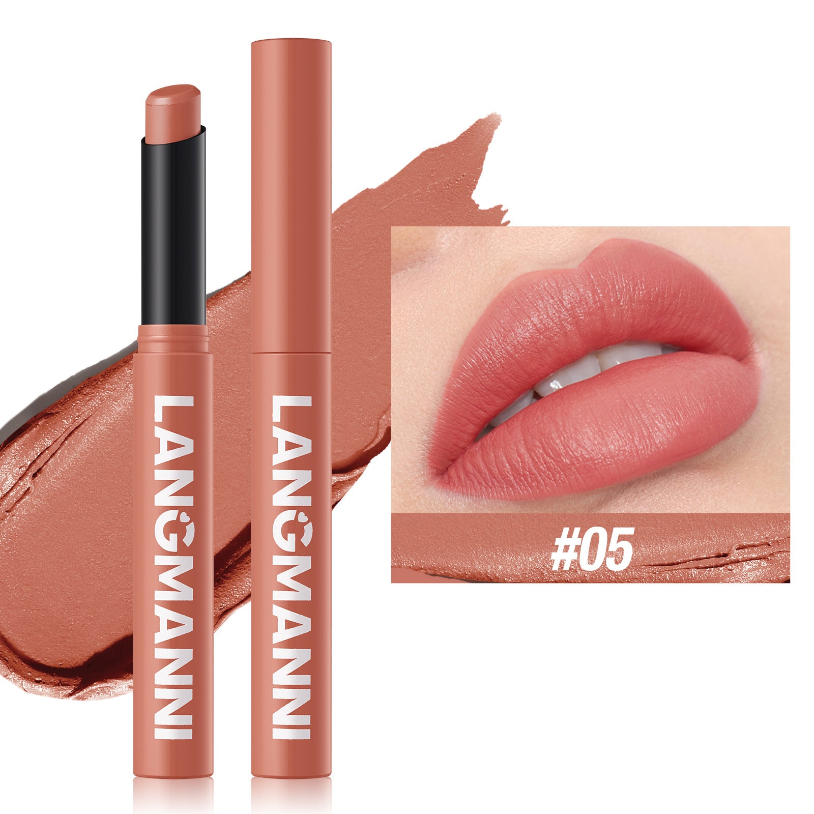Rouge à Lèvres Mat Rotatif LANGMANNI – 15 Teintes, Longue Tenue