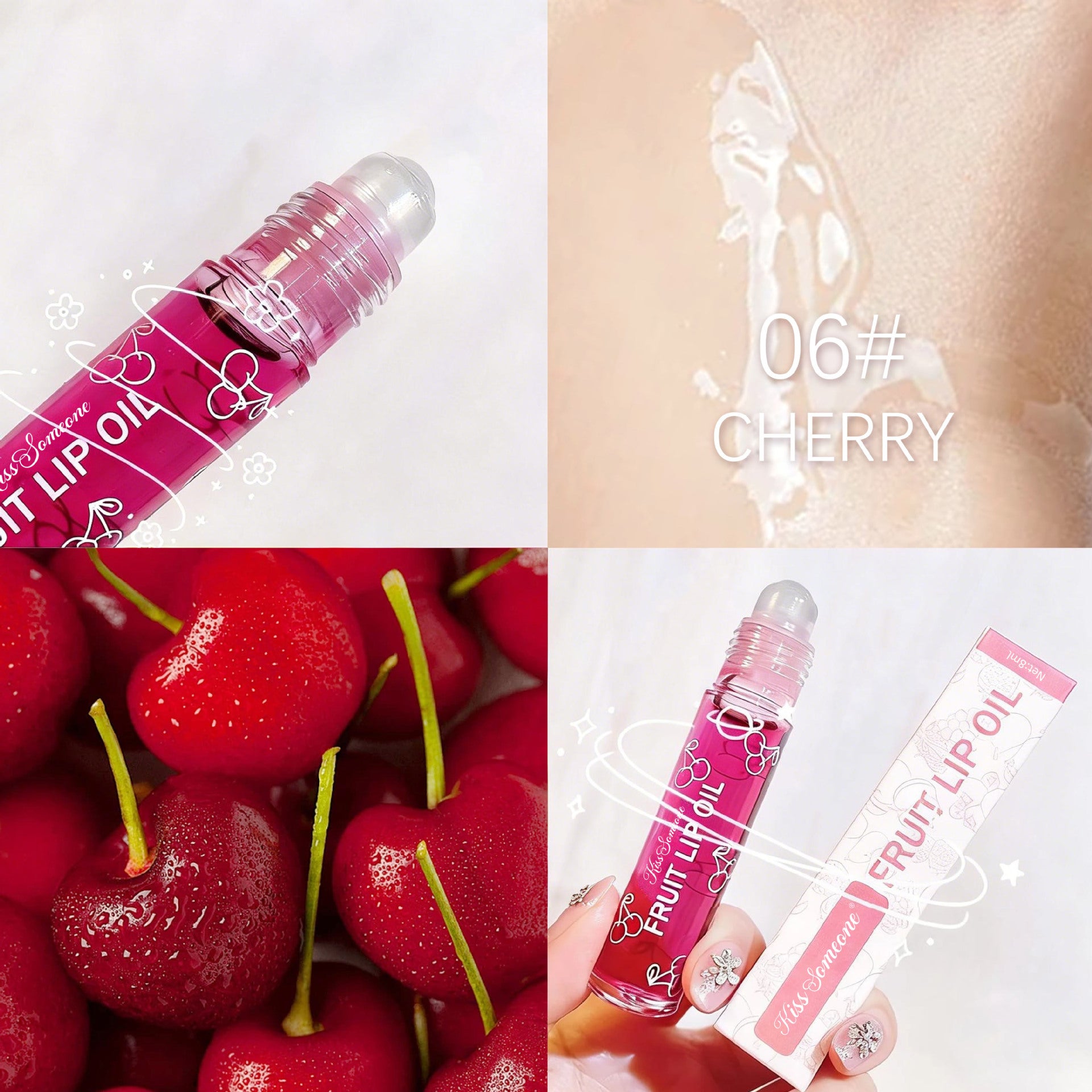 Huile à lèvres roll-on transparente – Hydratation & éclat, parfum avocat & fruits