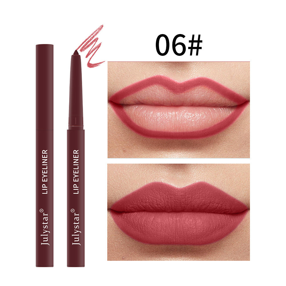 Cross-border waterproof and sweatproof non-fading automatic lip liner European and American matte multi-color foreign trade retouching lip pencil genuine wholesale