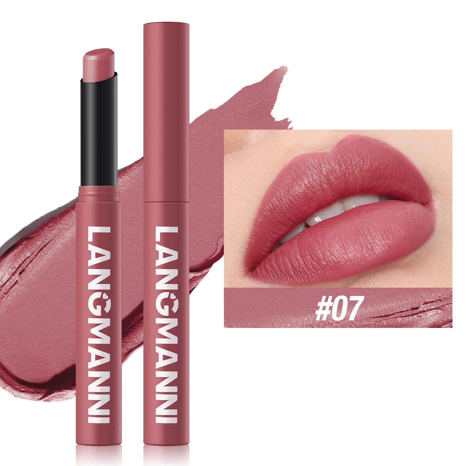 Rouge à Lèvres Mat Rotatif LANGMANNI – 15 Teintes, Longue Tenue