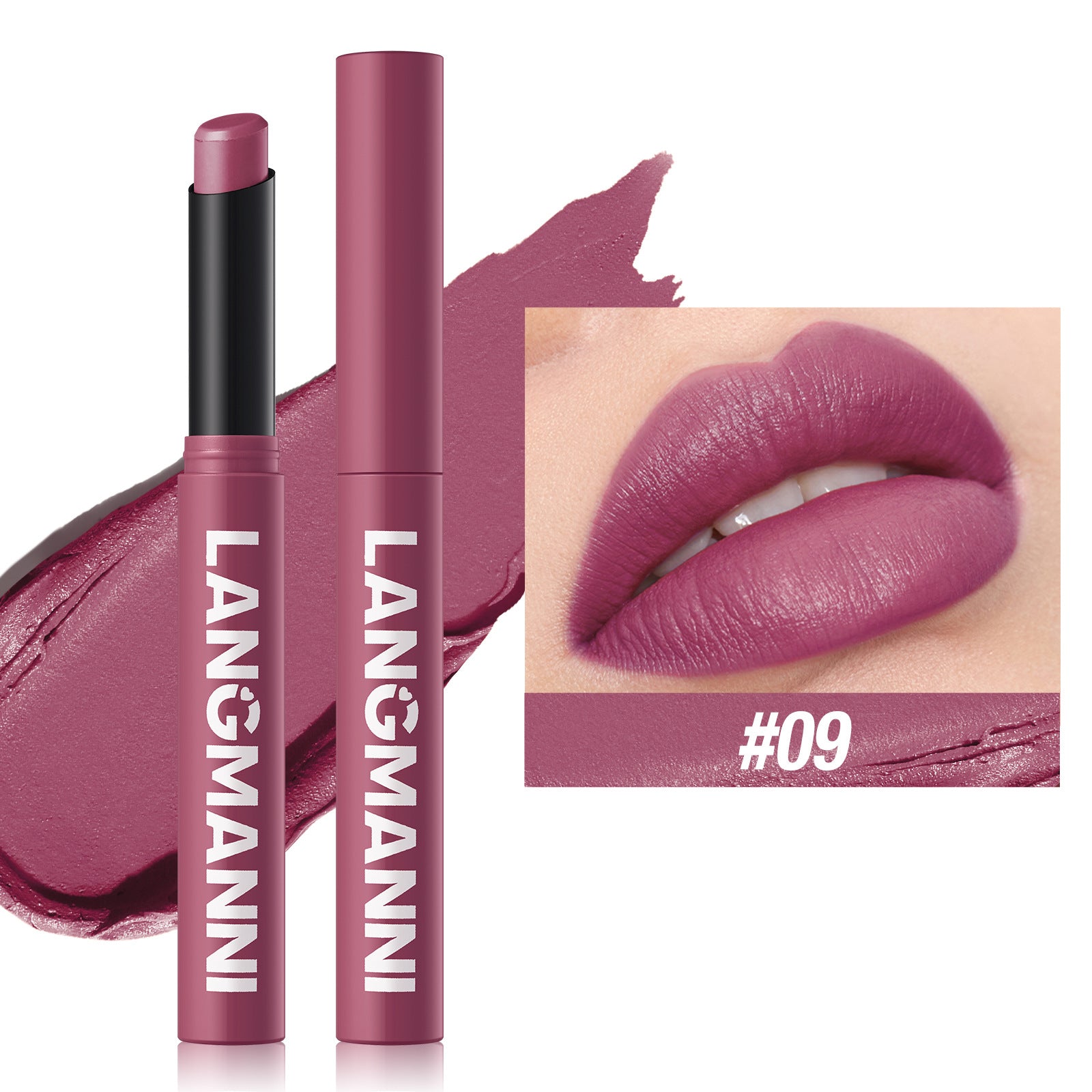 Rouge à Lèvres Mat Rotatif LANGMANNI – 15 Teintes, Longue Tenue