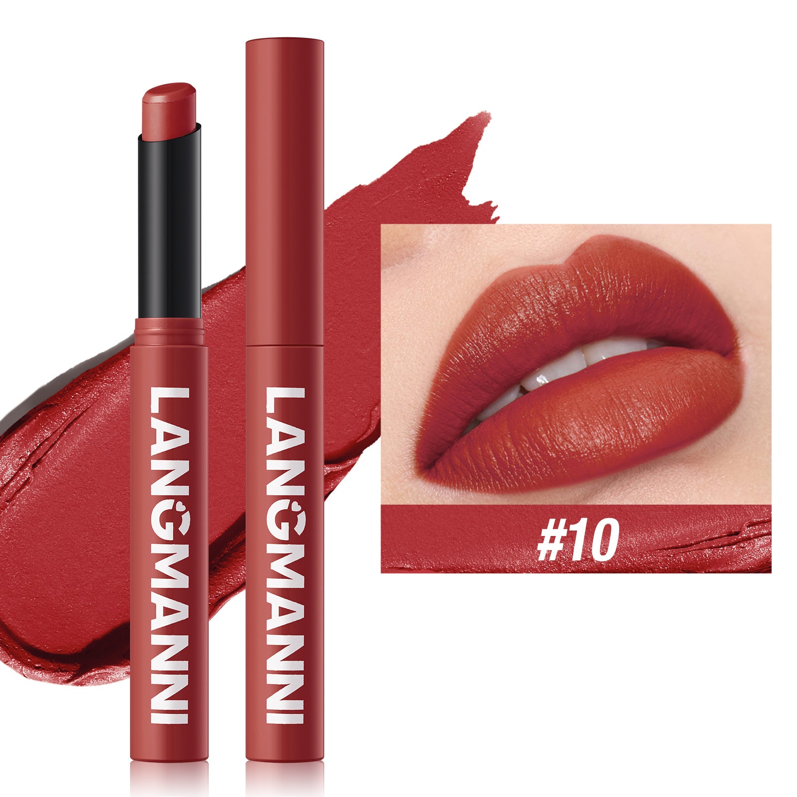 Rouge à Lèvres Mat Rotatif LANGMANNI – 15 Teintes, Longue Tenue
