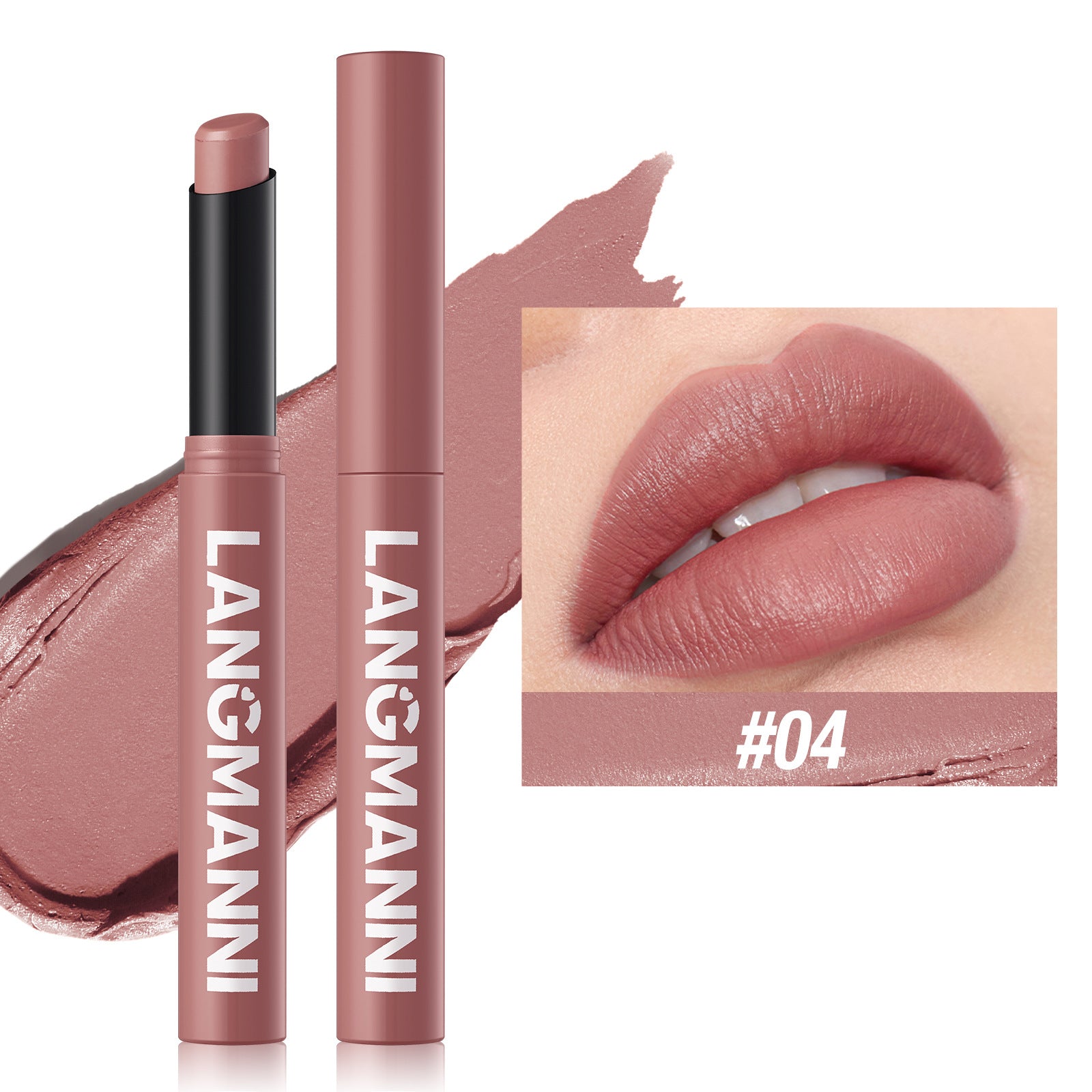 Rouge à Lèvres Mat Rotatif LANGMANNI – 15 Teintes, Longue Tenue
