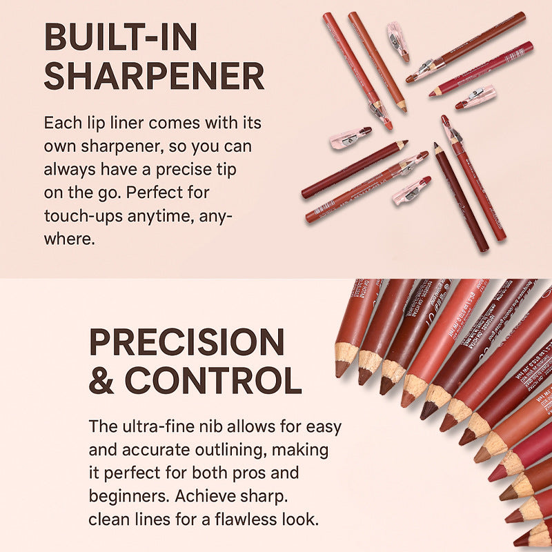 European and American Lip Liner Pen, Lipstick, Lip Shape Inking Pen Set, Thick Lip, Full Lip, Nude Brown Matte Lip Liner Pen