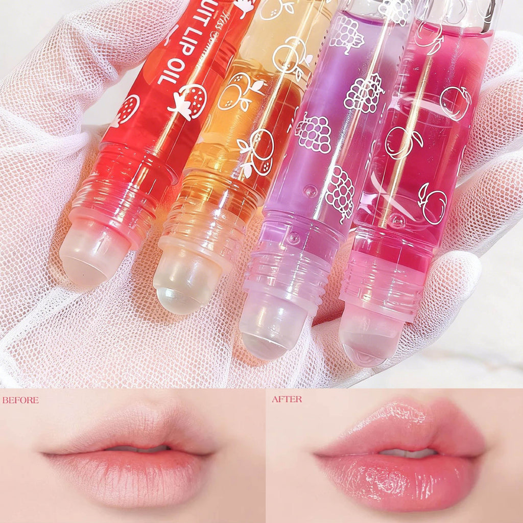 Huile à lèvres roll-on transparente – Hydratation & éclat, parfum avocat & fruits
