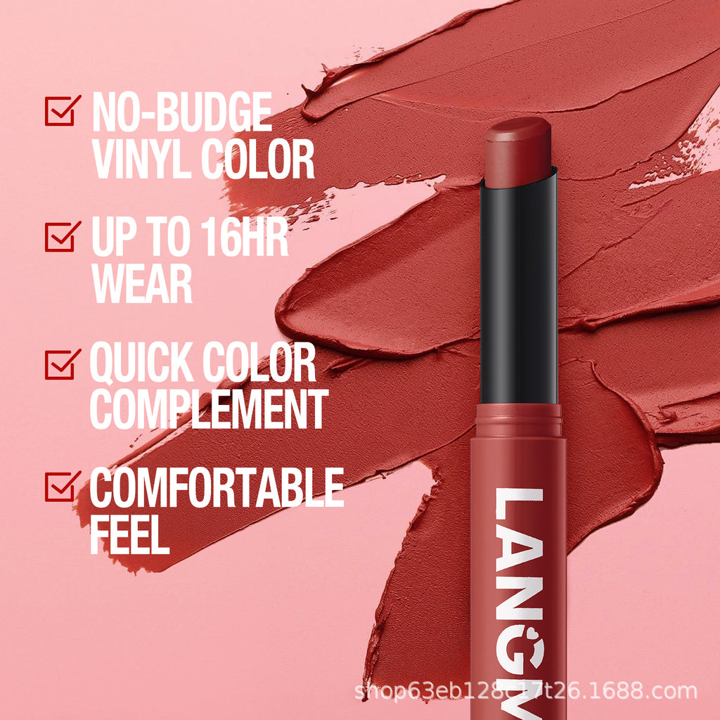 Rouge à Lèvres Mat Rotatif LANGMANNI – 15 Teintes, Longue Tenue