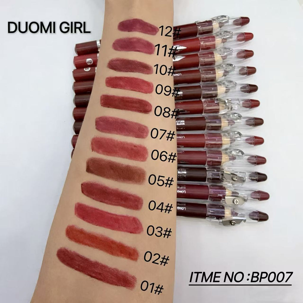 DUOMI GIRL – Crayon contour lèvres waterproof anti-transpiration, avec taille-crayon
