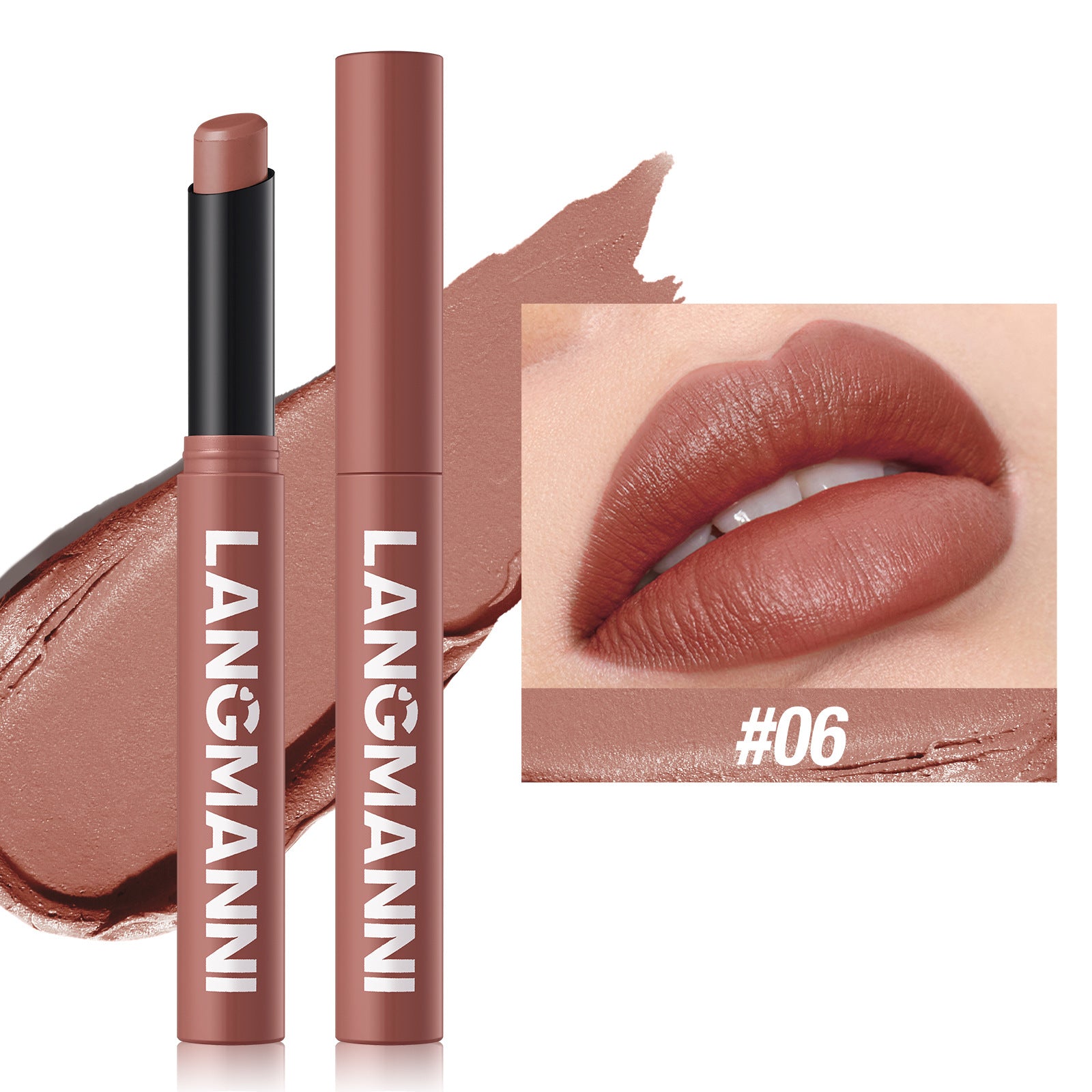 Rouge à Lèvres Mat Rotatif LANGMANNI – 15 Teintes, Longue Tenue