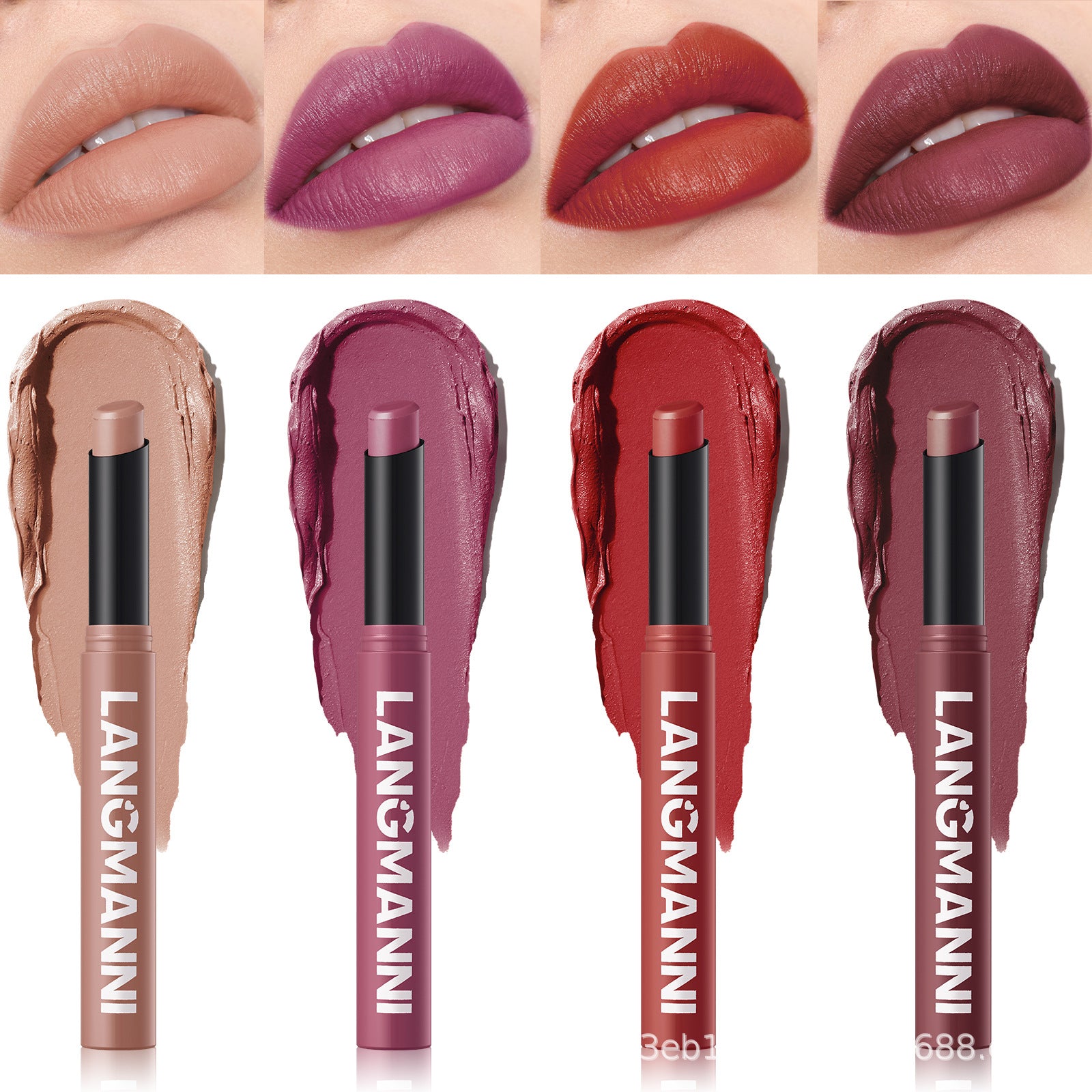 Rouge à Lèvres Mat Rotatif LANGMANNI – 15 Teintes, Longue Tenue