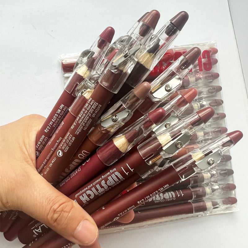 European and American Lip Liner Pen, Lipstick, Lip Shape Inking Pen Set, Thick Lip, Full Lip, Nude Brown Matte Lip Liner Pen