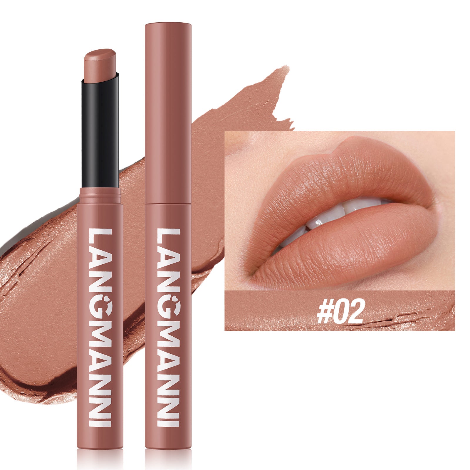 Rouge à Lèvres Mat Rotatif LANGMANNI – 15 Teintes, Longue Tenue