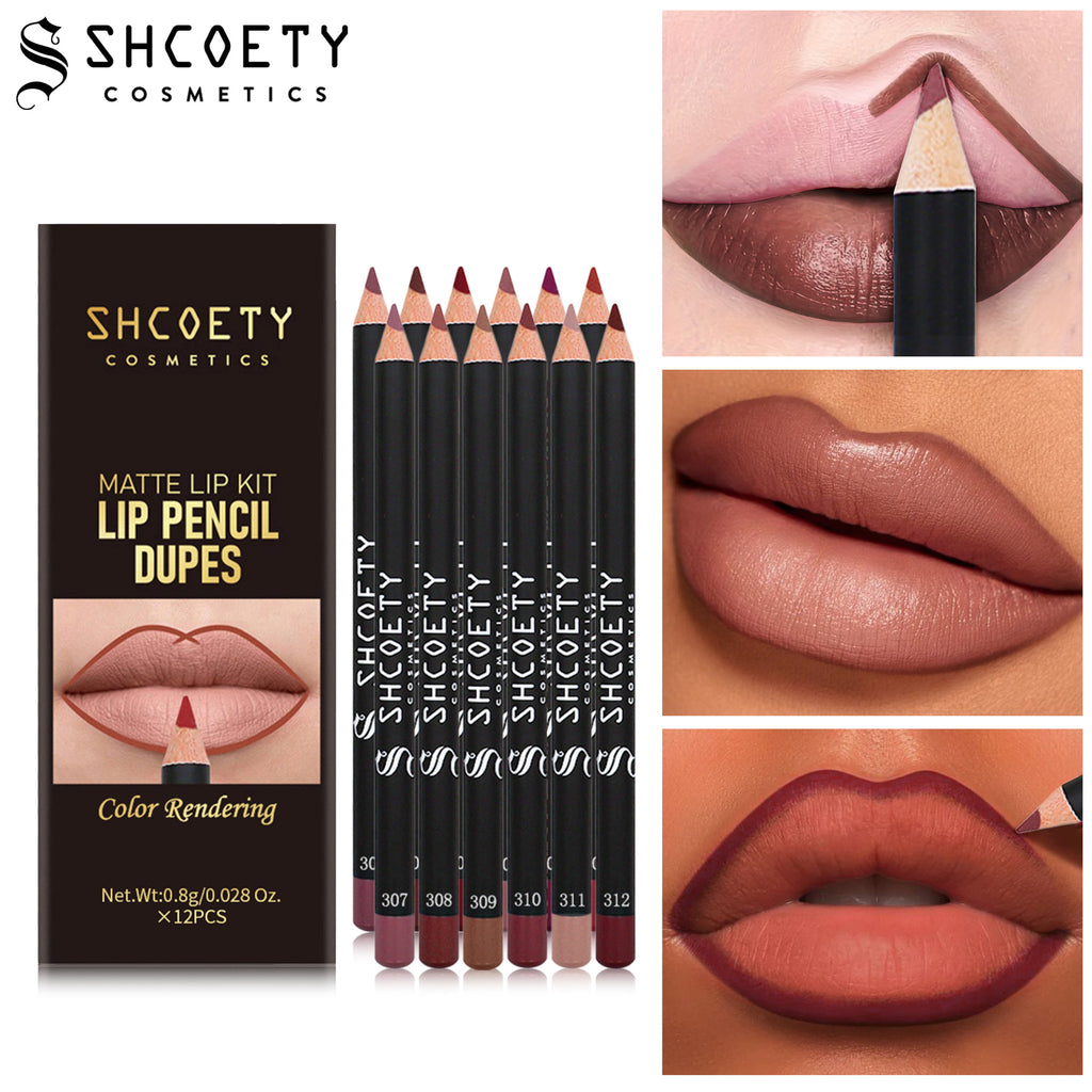 SHCOETY – Coffret 12 Crayons Lèvres Nude Mat Longue Tenue