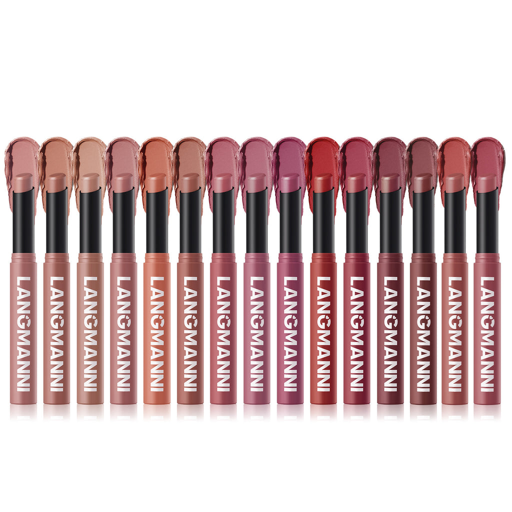 Rouge à Lèvres Mat Rotatif LANGMANNI – 15 Teintes, Longue Tenue