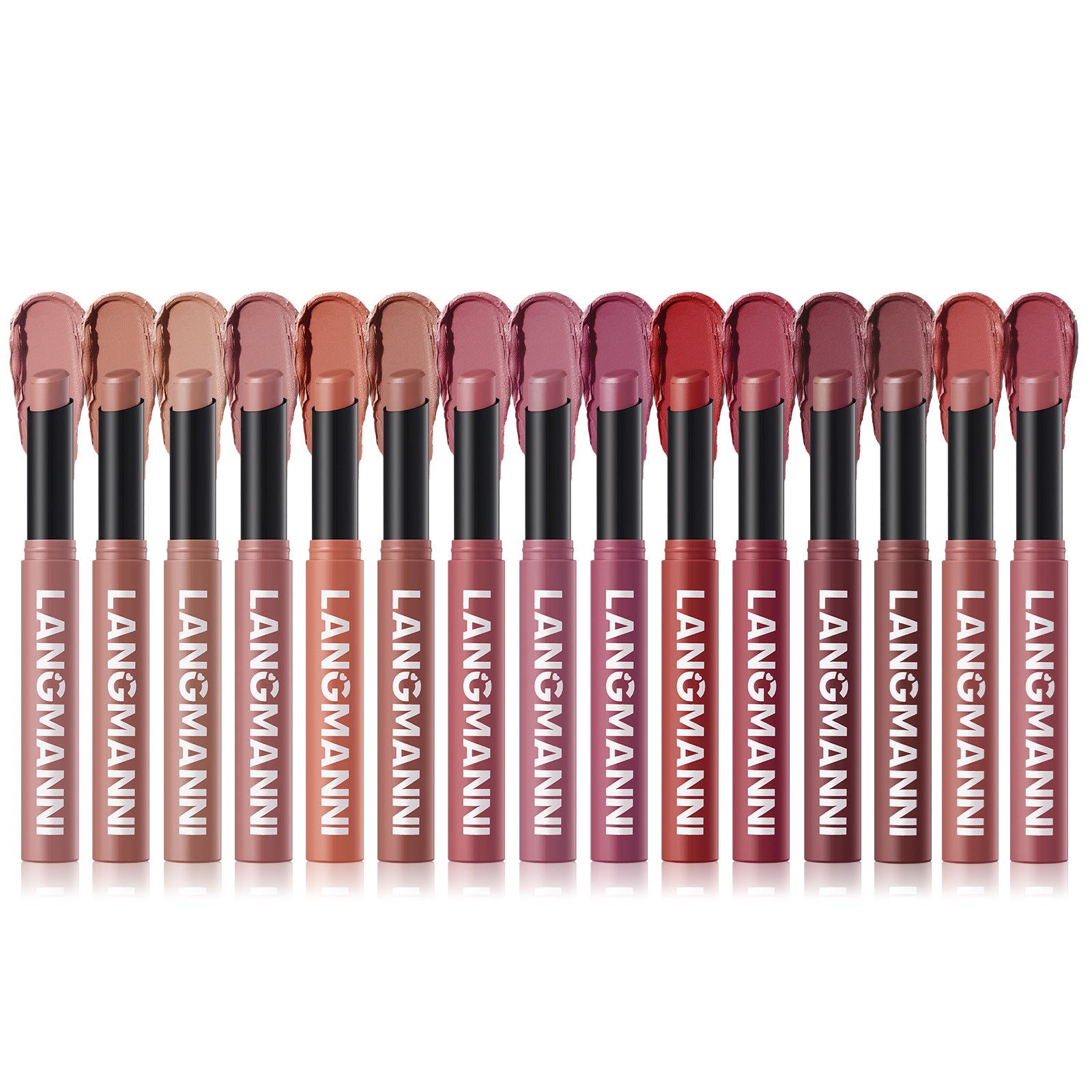 Rouge à Lèvres Mat Rotatif LANGMANNI – 15 Teintes, Longue Tenue