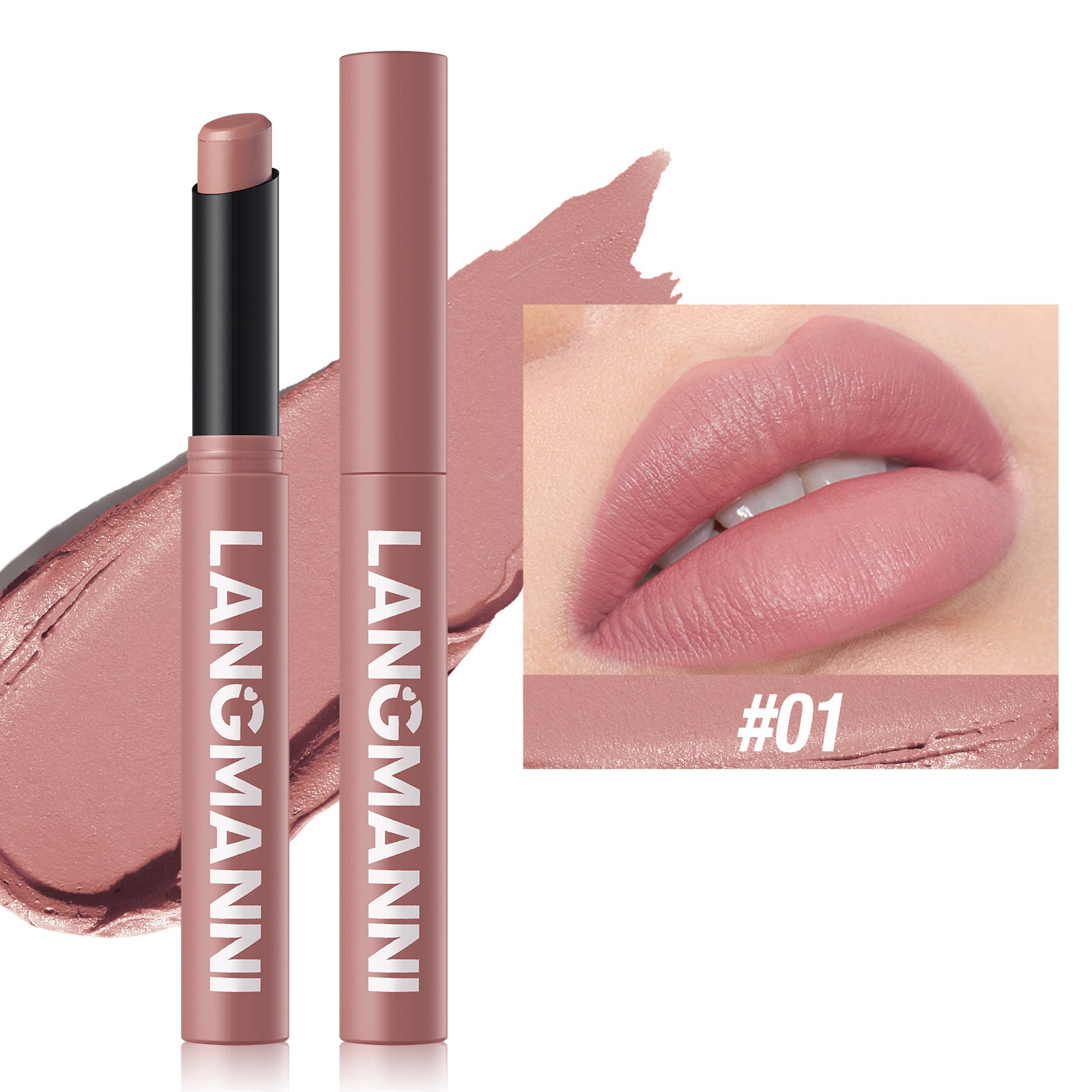 Rouge à Lèvres Mat Rotatif LANGMANNI – 15 Teintes, Longue Tenue