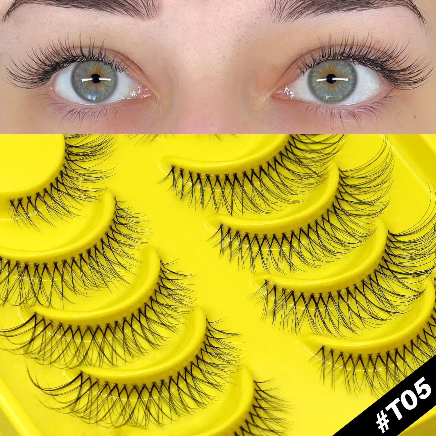 Faux Cils Cat Eye GROINNEYA – Effet Renard, Naturel & Wispy