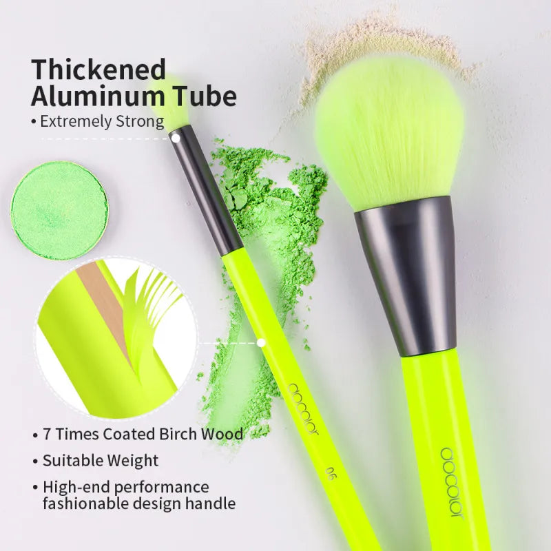 Set de 10 Pinceaux Maquillage Néon Docolor – Poils Synthétiques Professionnels