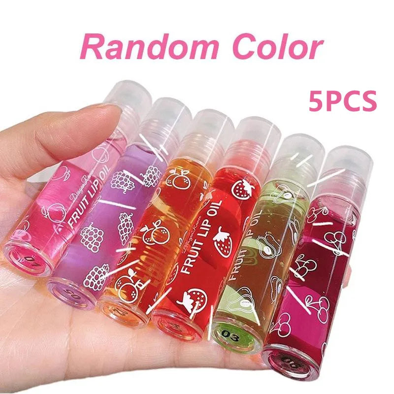Baume à Lèvres Roll-On 6 Couleurs – Huile Hydratante Effet Miroir