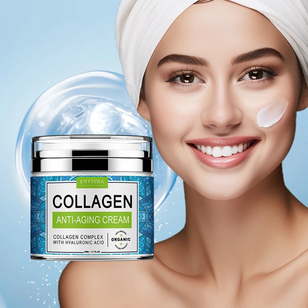Crème Visage ENVISHA – Collagène, Acide Hyaluronique & Anti-Âge, 50ml