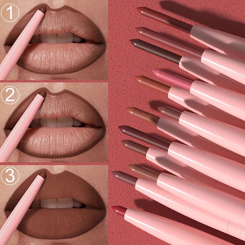 1PC Waterproof Matte Lip Liner Contours Lips in Shades Sexy Red Lipstick Matte Red Brown Lipliner Pencil Makeup Slim Lip Outline