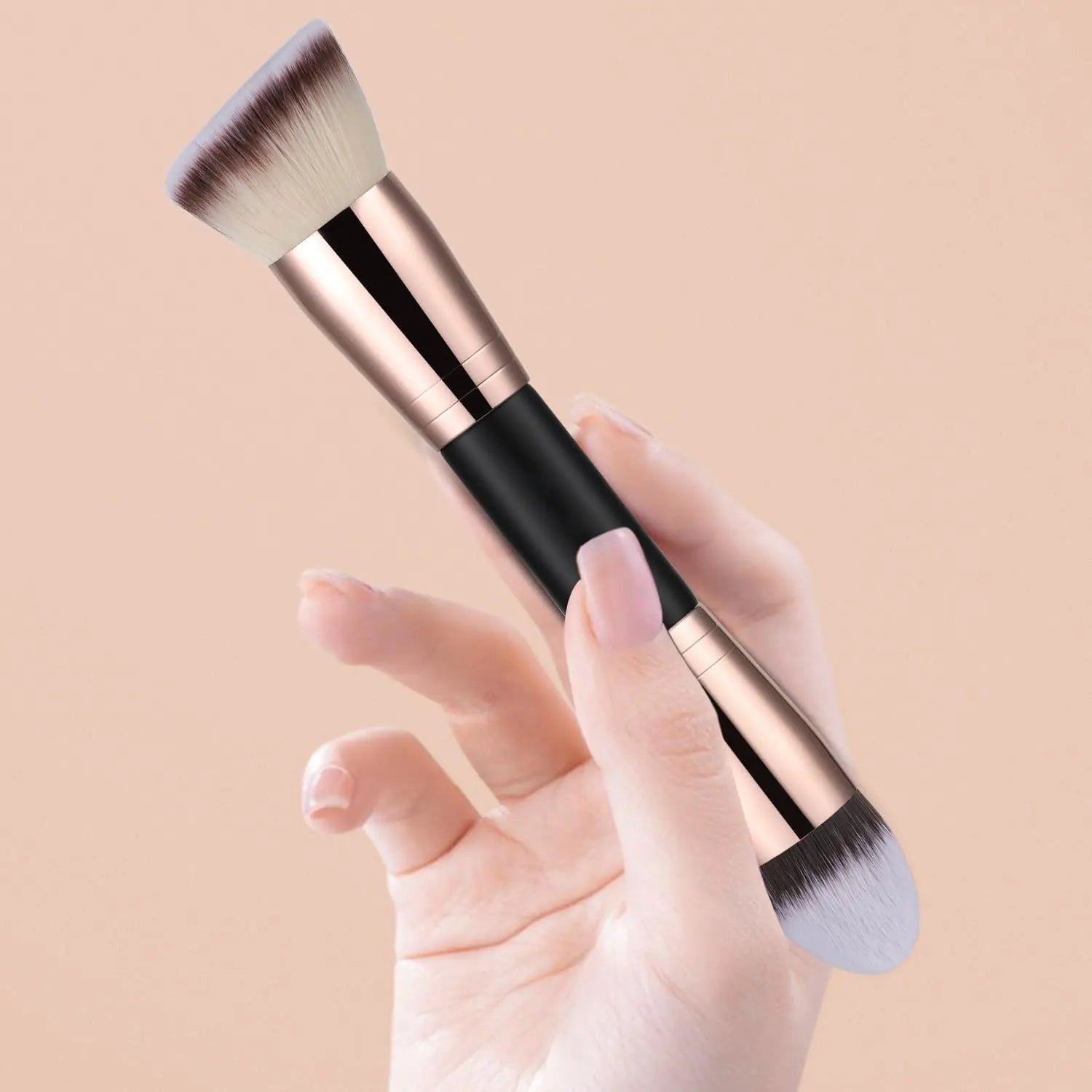 Pinceau Maquillage Double Embout – Fond de Teint, Poudre & Correcteur