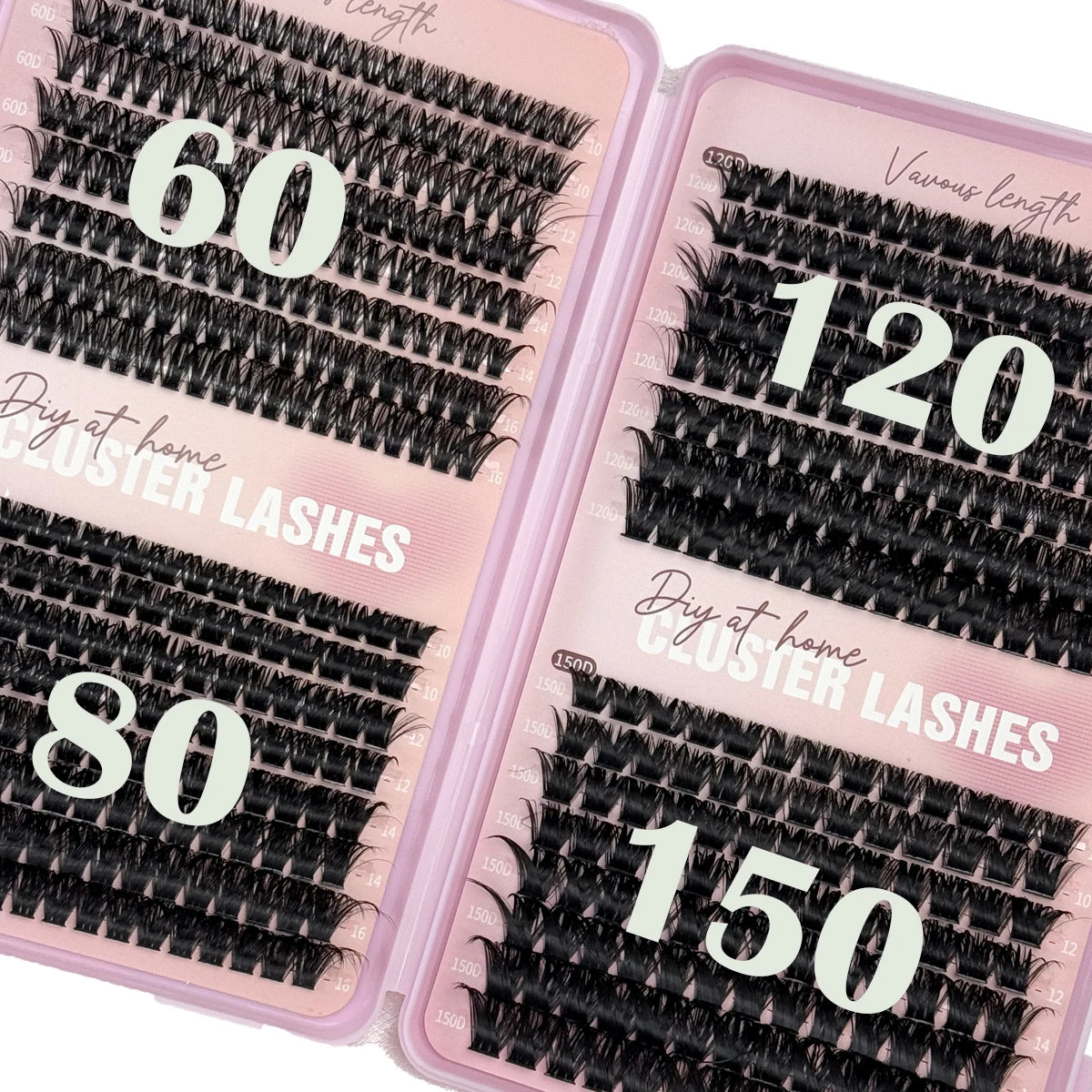 Set Extensions Cils Clusters 3D DIY – Courbure D, 32 Rangées