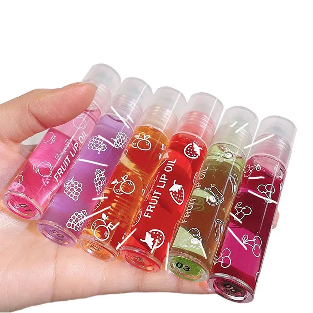 Baume à Lèvres Roll-On 6 Couleurs – Huile Hydratante Effet Miroir