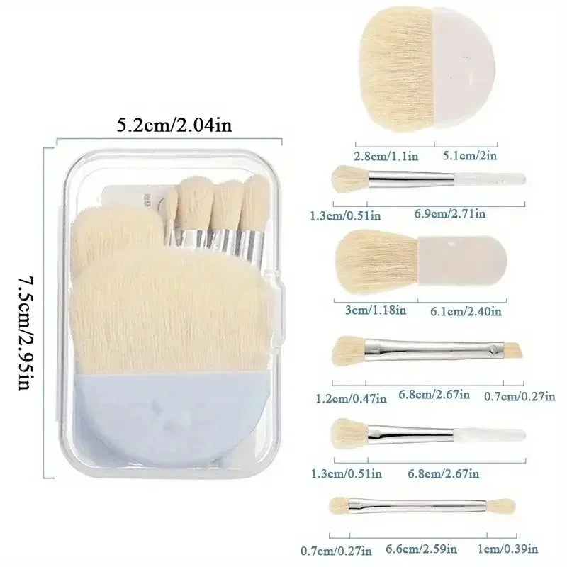 6 Mini Makeup Brush Set - Professional Portable Brushes for Foundation, Concealer, Eyeshadow, Powder, and Blush - Makeup Tools