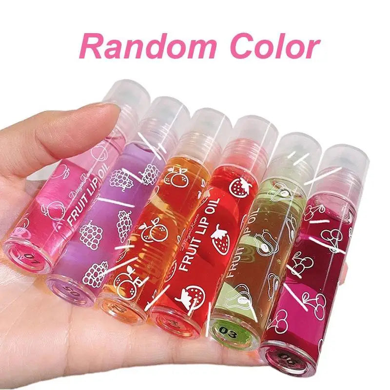 Baume à Lèvres Roll-On 6 Couleurs – Huile Hydratante Effet Miroir