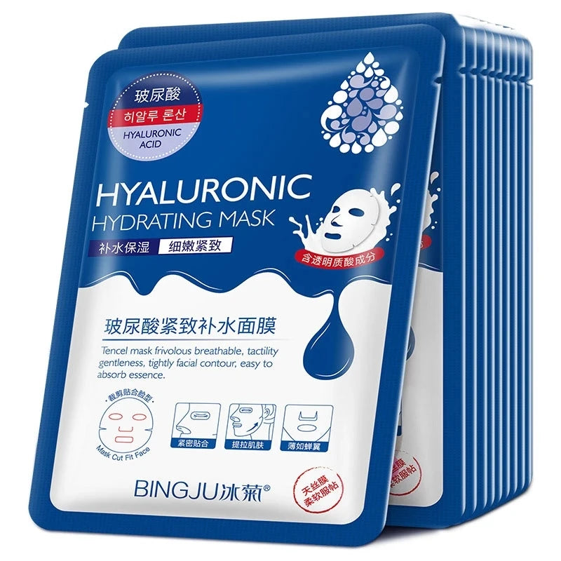 Masques Tissu Acide Hyaluronique x10 – Hydratation Intense & Pores Resserrés