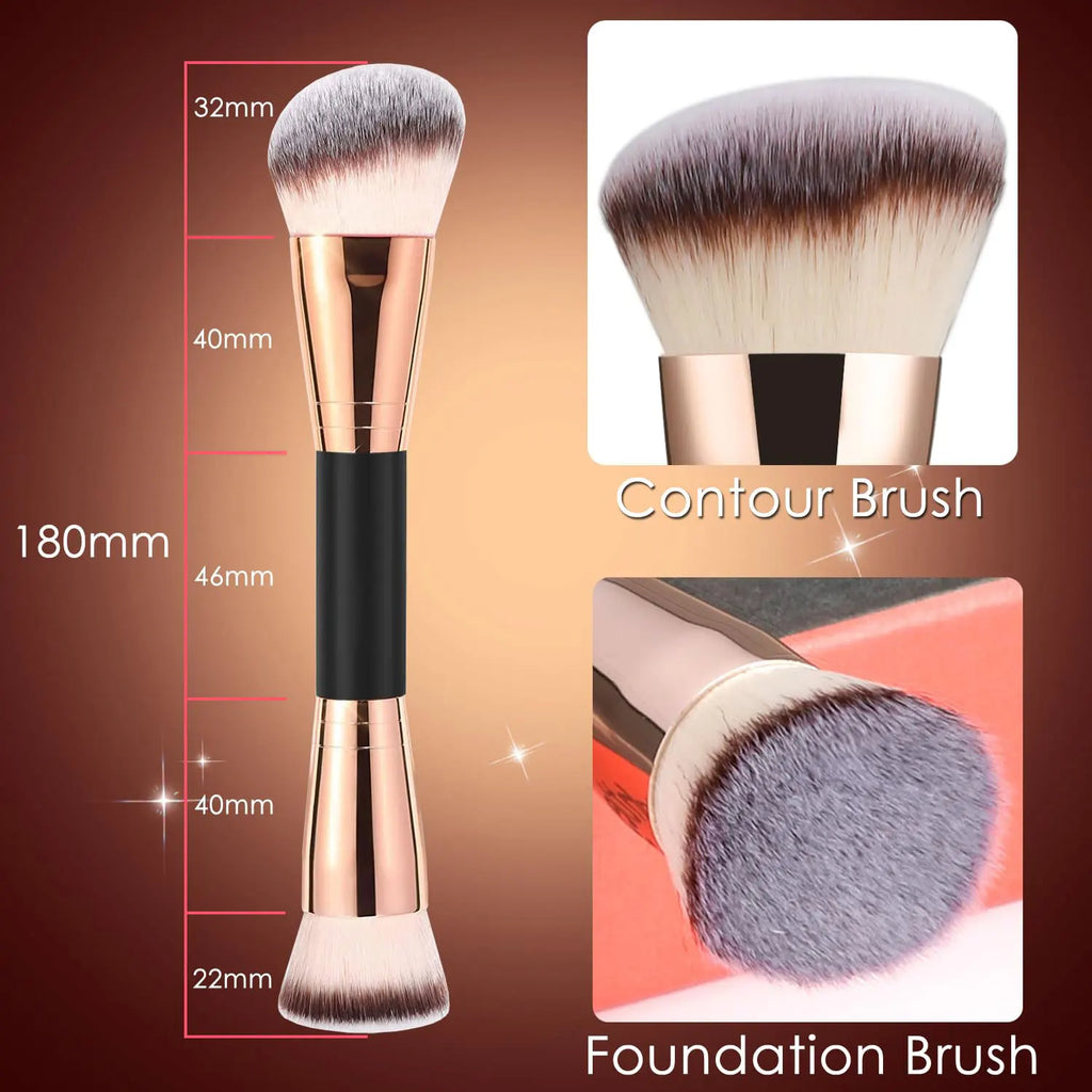 Pinceau Maquillage Double Embout – Fond de Teint, Poudre & Correcteur
