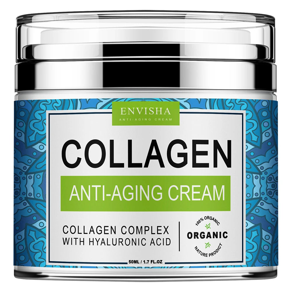 Crème Visage ENVISHA – Collagène, Acide Hyaluronique & Anti-Âge, 50ml