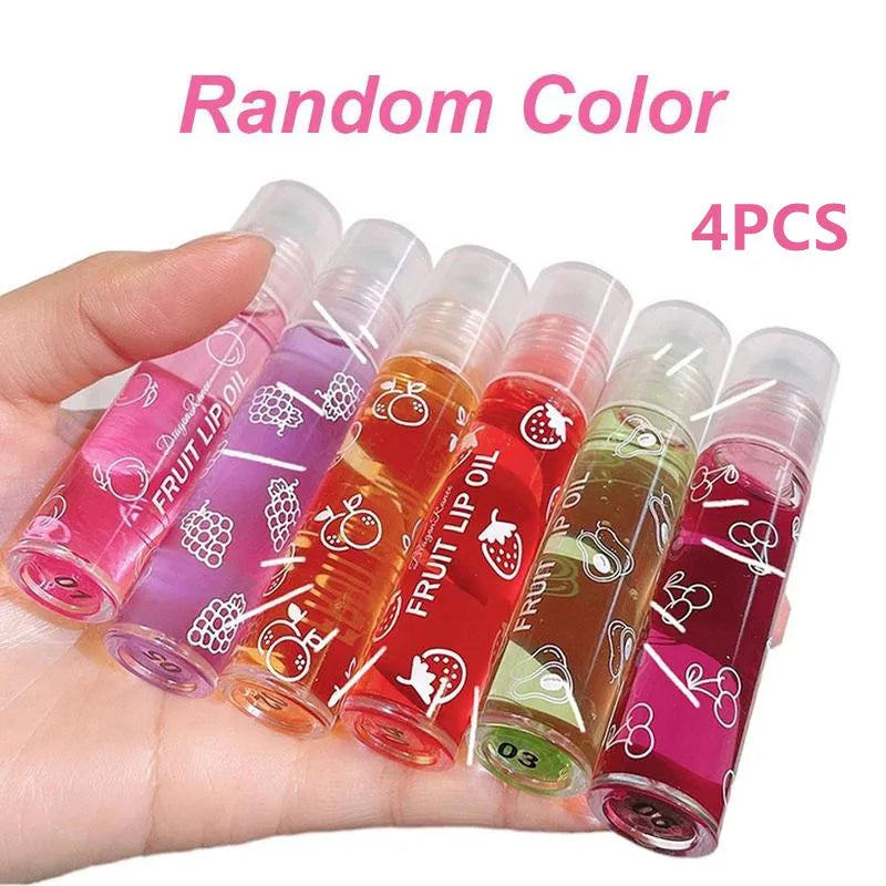 Baume à Lèvres Roll-On 6 Couleurs – Huile Hydratante Effet Miroir