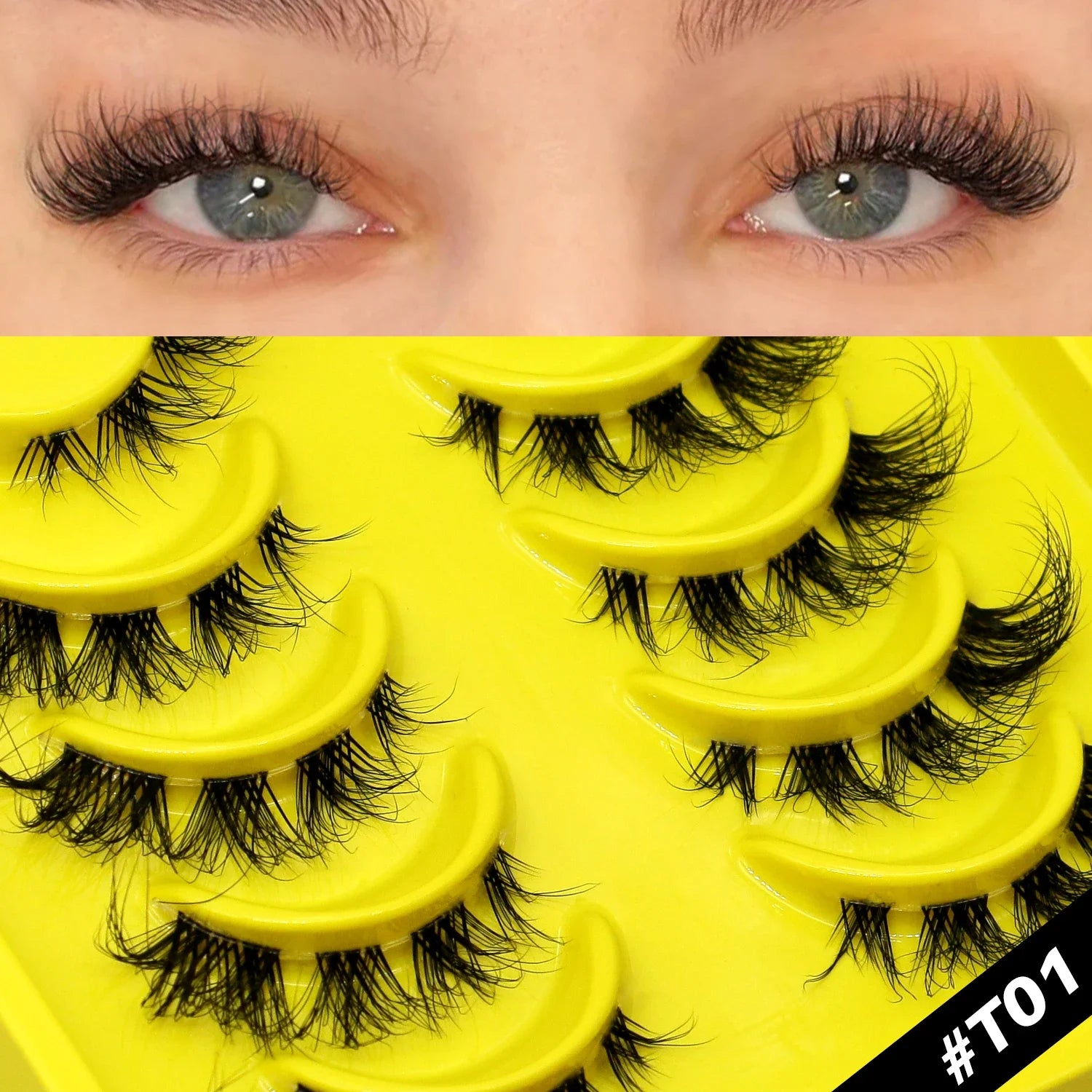 Faux Cils Cat Eye GROINNEYA – Effet Renard, Naturel & Wispy