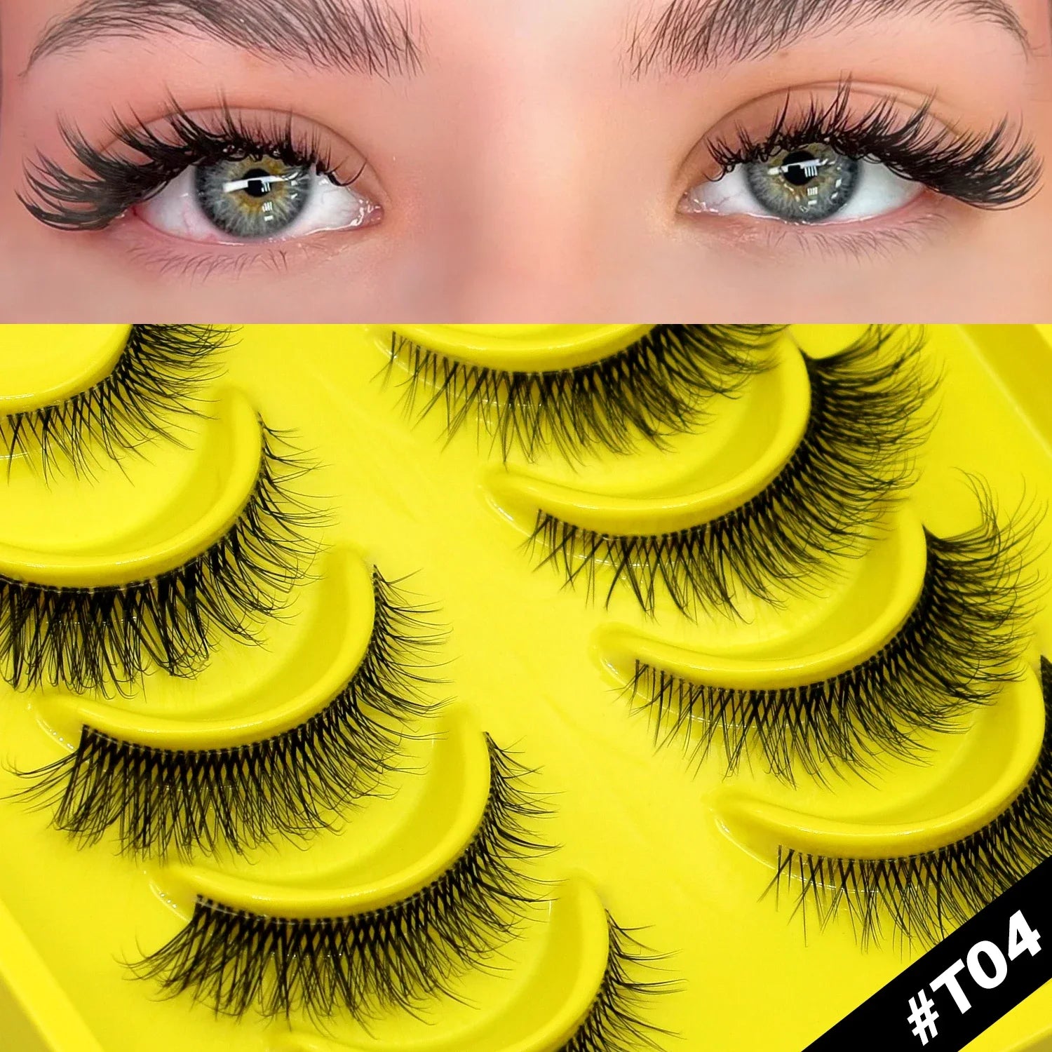 Faux Cils Cat Eye GROINNEYA – Effet Renard, Naturel & Wispy