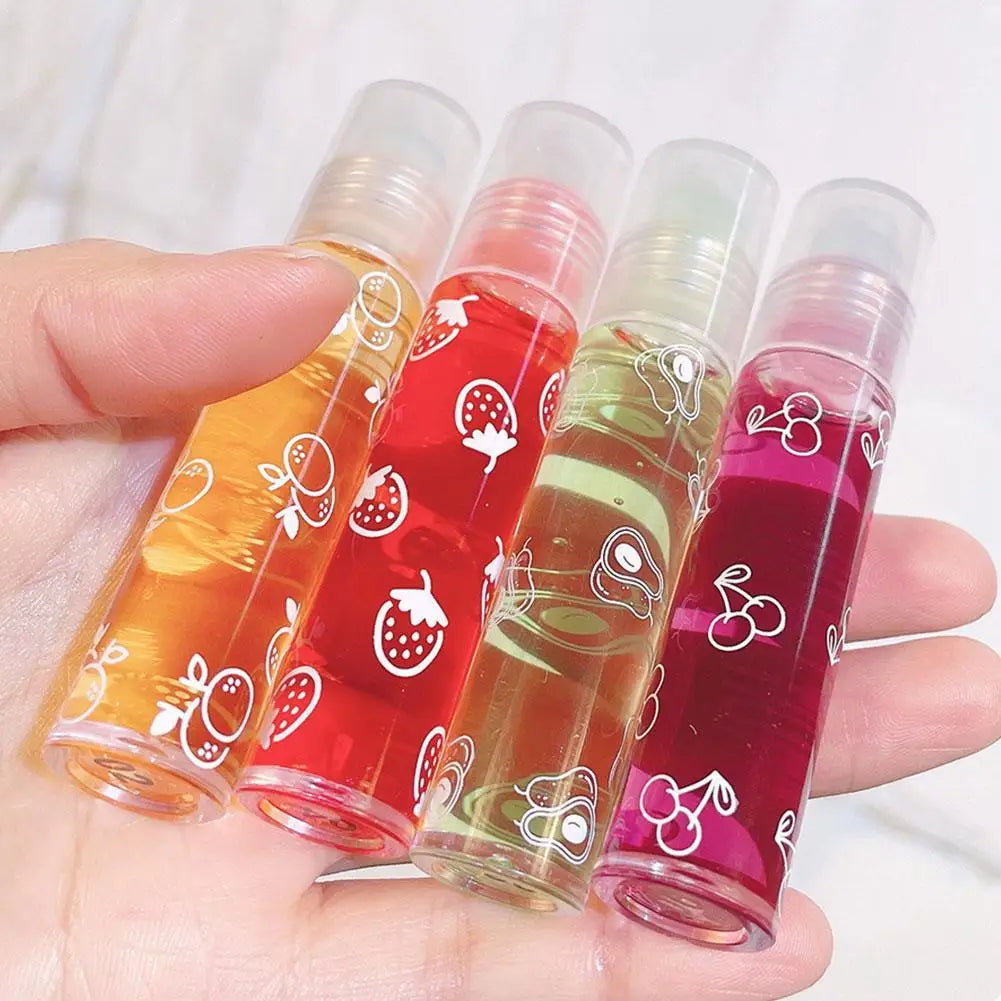 Baume à Lèvres Roll-On 6 Couleurs – Huile Hydratante Effet Miroir
