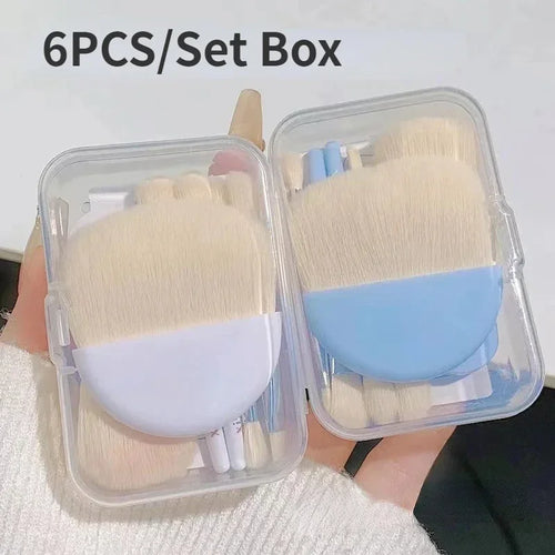 6 Mini Makeup Brush Set - Professional Portable Brushes for Foundation, Concealer, Eyeshadow, Powder, and Blush - Makeup Tools