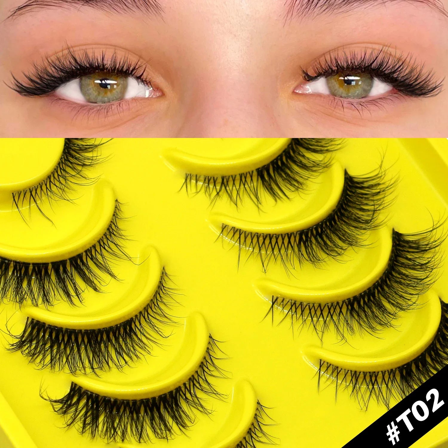Faux Cils Cat Eye GROINNEYA – Effet Renard, Naturel & Wispy