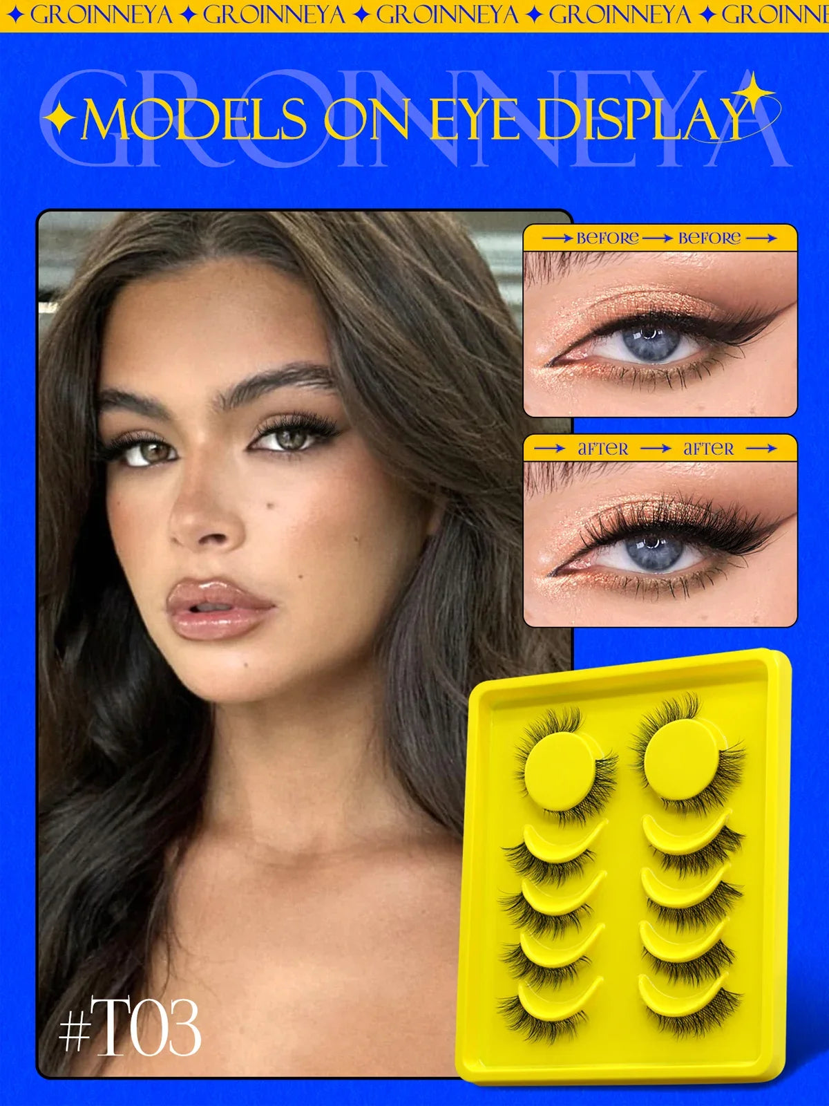 Faux Cils Cat Eye GROINNEYA – Effet Renard, Naturel & Wispy