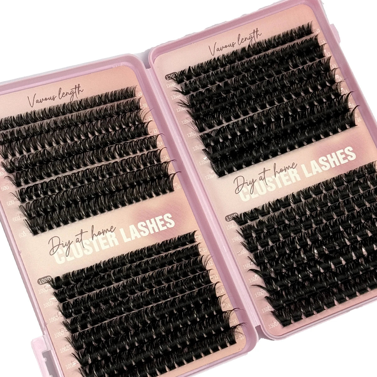 Set Extensions Cils Clusters 3D DIY – Courbure D, 32 Rangées