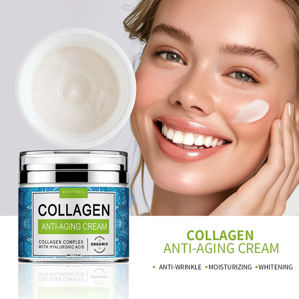 Crème Visage ENVISHA – Collagène, Acide Hyaluronique & Anti-Âge, 50ml